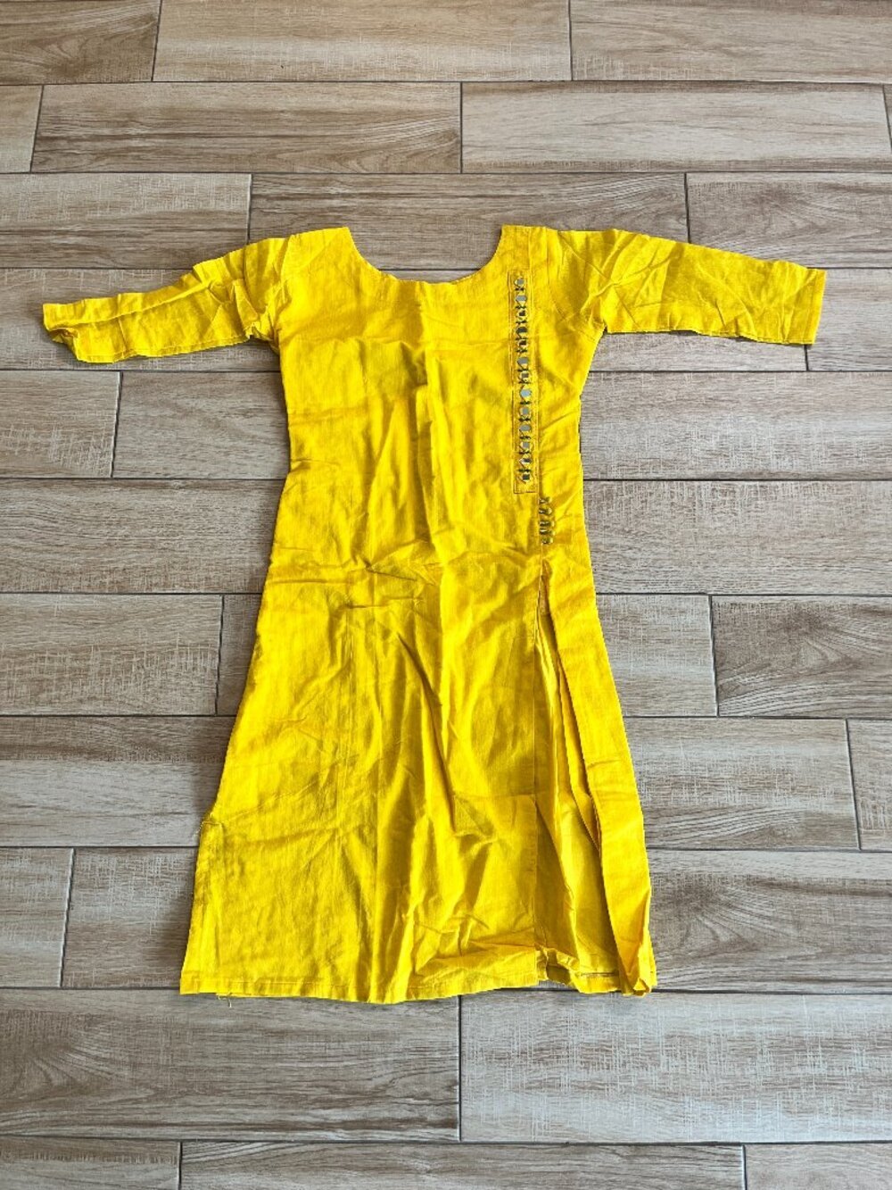 Womens Yellow/Gold Indian Tunic Dress Kurti - L